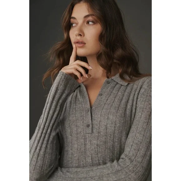 Reformation Walsh Cashmere Long-Sleeve Mini Dress Gray Medium - Picture 11 of 11